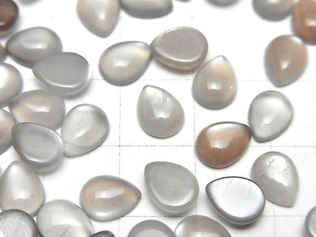 [Video]Brown-Grey Moonstone AAA Pear shape Cabochon 8x6mm 10pcs