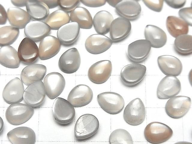 [Video]Brown-Grey Moonstone AAA Pear shape Cabochon 8x6mm 10pcs