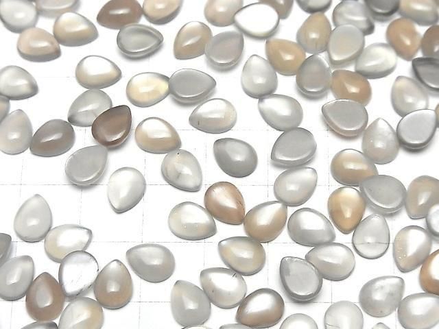 [Video]Brown-Grey Moonstone AAA Pear shape Cabochon 8x6mm 10pcs