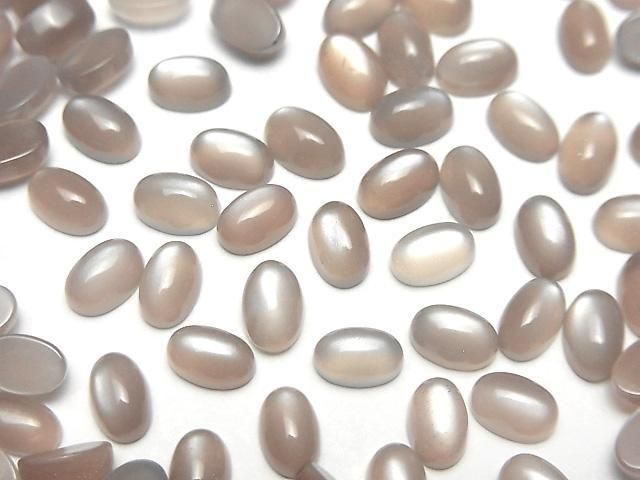 [Video]Brown-Gray Moonstone AAA Oval Cabochon 6x4mm 10pcs