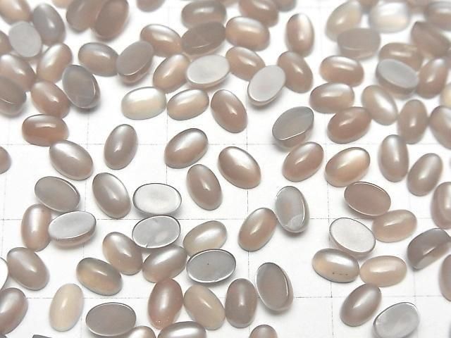 [Video]Brown-Gray Moonstone AAA Oval Cabochon 6x4mm 10pcs