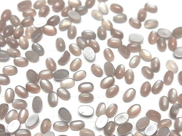 [Video]Brown-Gray Moonstone AAA Oval Cabochon 6x4mm 10pcs