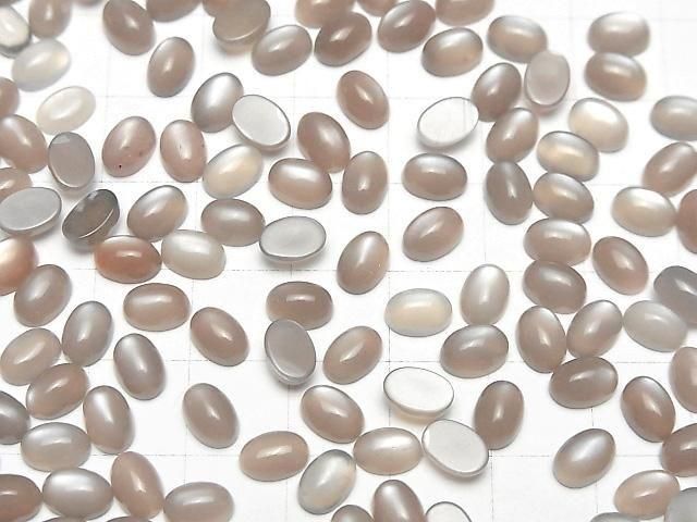 [Video]Brown-Gray Moonstone AAA Oval Cabochon 7x5mm 10pcs