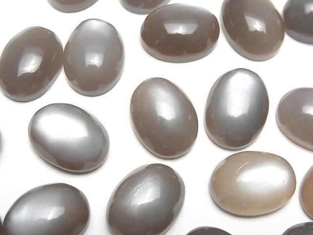 [Video] Brown-Gray Moonstone AAA- Oval Cabochon 16x12mm 2pcs