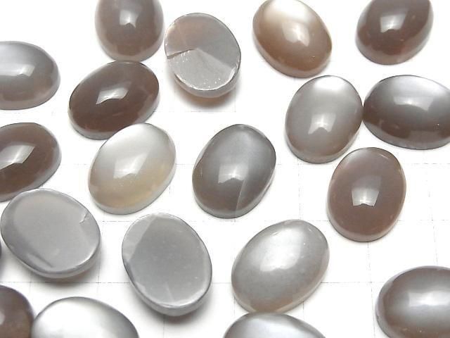[Video] Brown-Gray Moonstone AAA- Oval Cabochon 16x12mm 2pcs