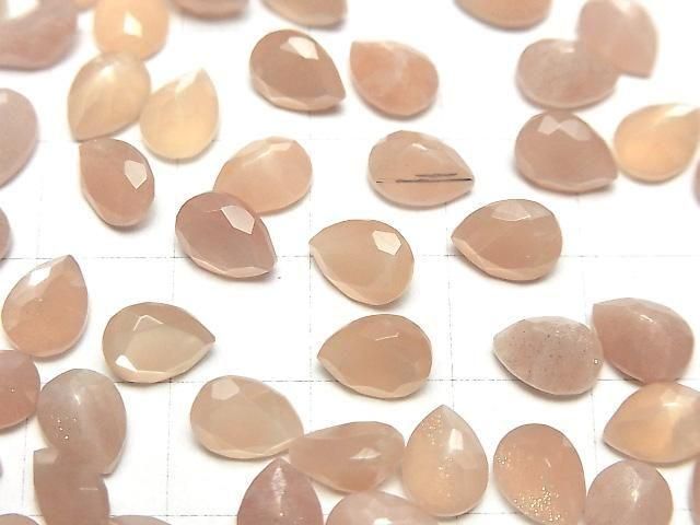 [Video]High Quality Peach Moonstone AAA- Loose stone Pear shape Faceted 8x6mm 5pcs