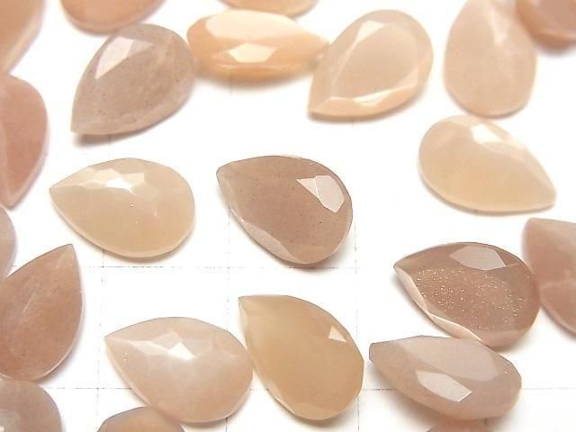 [Video]High Quality Peach Moonstone AAA- Loose stone Pear shape Faceted 12x8mm 3pcs