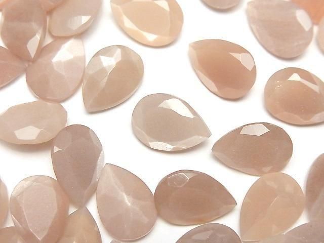 [Video]High Quality Peach Moonstone AAA- Loose stone Pear shape Faceted 14x10mm 2pcs
