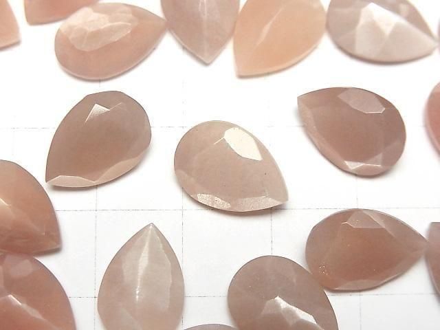 [Video]High Quality Peach Moonstone AAA- Loose stone Pear shape Faceted 14x10mm 2pcs