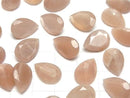 [Video]High Quality Peach Moonstone AAA- Loose stone Pear shape Faceted 14x10mm 2pcs
