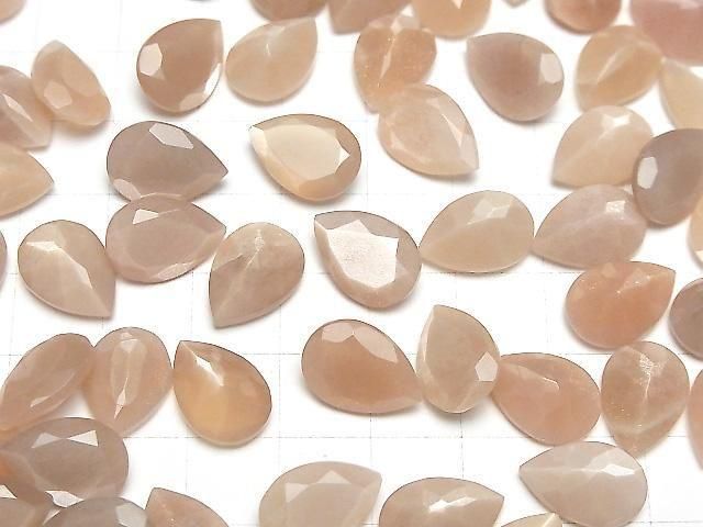 [Video]High Quality Peach Moonstone AAA- Loose stone Pear shape Faceted 14x10mm 2pcs