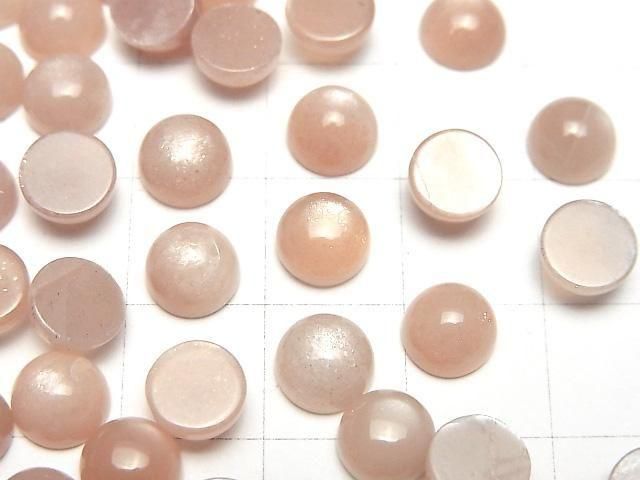 [Video] Peach Moonstone AAA- Round Cabochon 7x7mm 10pcs