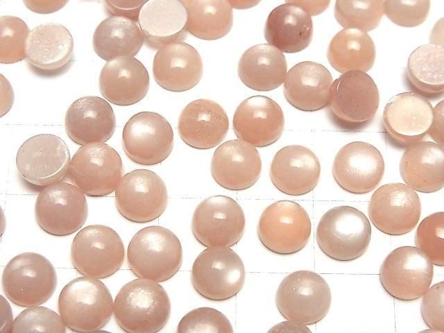 [Video] Peach Moonstone AAA- Round Cabochon 7x7mm 10pcs