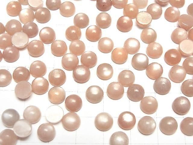 [Video] Peach Moonstone AAA- Round Cabochon 7x7mm 10pcs
