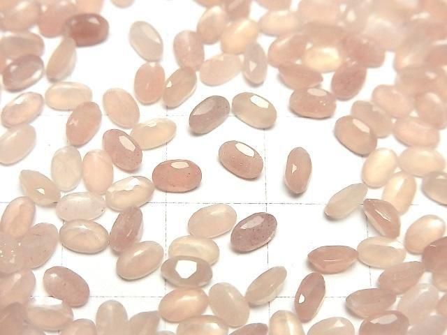 [Video]High Quality Peach Moonstone AAA- Loose stone Oval Faceted 5x3mm 10pcs