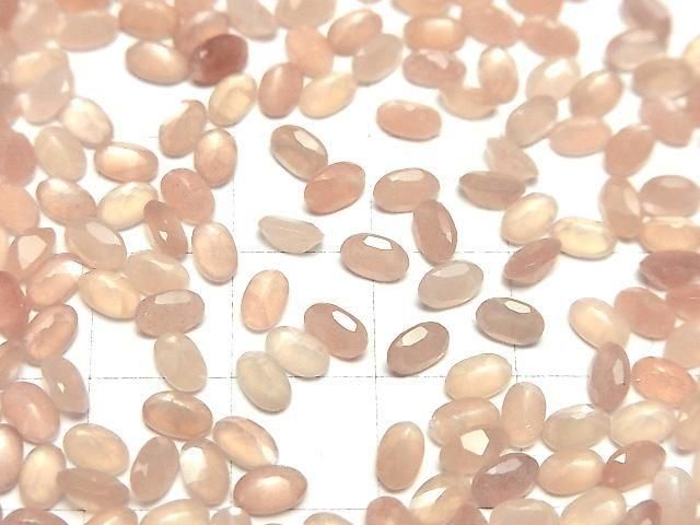 [Video]High Quality Peach Moonstone AAA- Loose stone Oval Faceted 5x3mm 10pcs