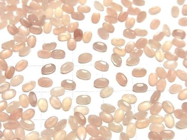 [Video]High Quality Peach Moonstone AAA- Loose stone Oval Faceted 5x3mm 10pcs