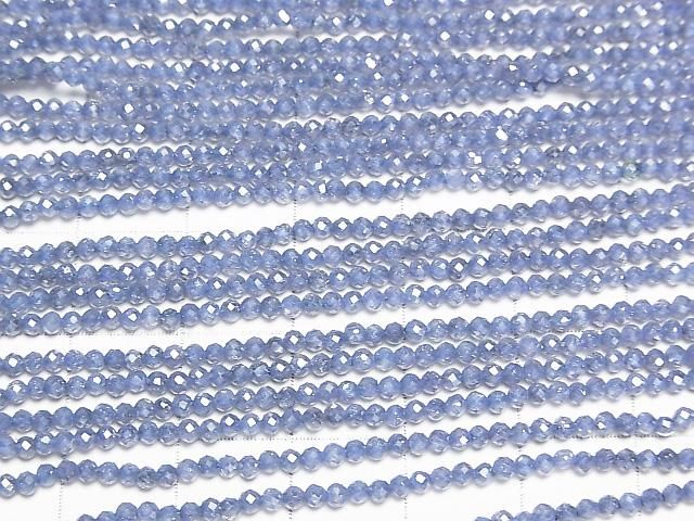 [Video]High Quality! Cubic Zirconia AAA Faceted Round 2mm [Navy Blue] 1strand beads (aprx.14inch/35cm)