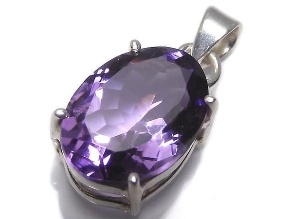 [Video][One of a kind] High Quality Amethyst AAA Faceted Pendant Silver925 NO.173