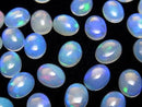 [Video]High Quality Ethiopia Water Opal AAA- Oval Cabochon 9x7mm 3pcs