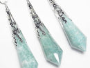 [Video] Amazonite AA Pendulum 72x16x16mm with chain, silver color, 1pc