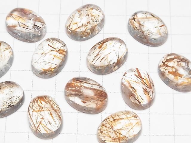 [Video]Copper Rutilated Quartz AAA Oval Cabochon 20x15mm [Light color] 1pc