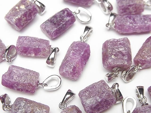 [Video]Ruby AA+ Rough Faceted Nugget Pendant Silver925 1pc
