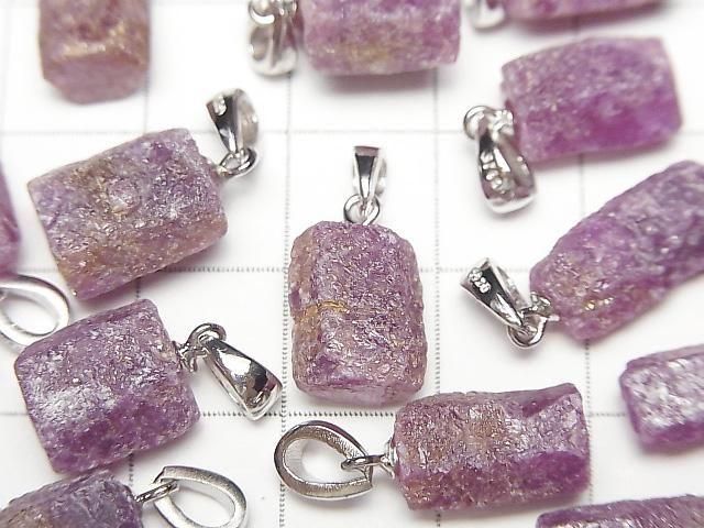 [Video]Ruby AA+ Rough Faceted Nugget Pendant Silver925 1pc