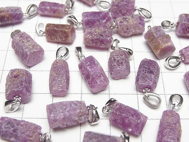 [Video]Ruby AA+ Rough Faceted Nugget Pendant Silver925 1pc