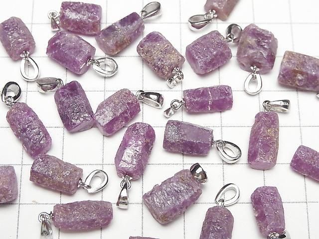 [Video]Ruby AA+ Rough Faceted Nugget Pendant Silver925 1pc