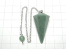 [Video] Green Aventurine AAA- Pendulum 36x18x18mm with chain 1pc