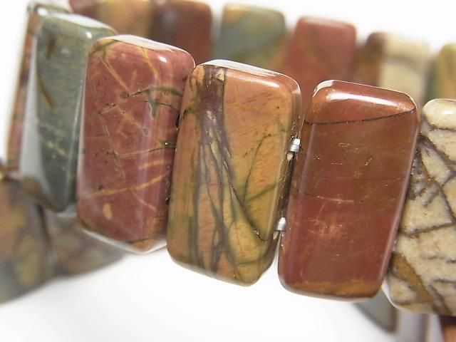 [Video] Picasso Jasper 2-Hole Rectangle 20x10x6mm 1strand (Bangle Bracelet)