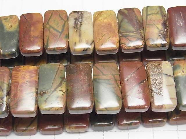 [Video] Picasso Jasper 2-Hole Rectangle 20x10x6mm 1strand (Bangle Bracelet)