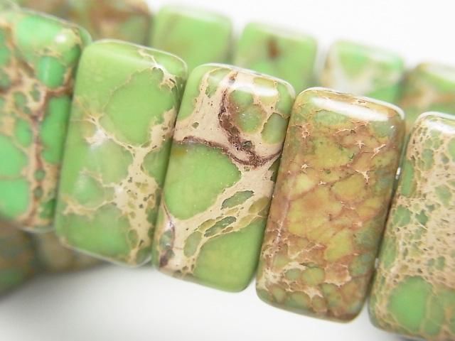 [Video] Green color Kaolinite 2-hole Rectangle 20x10x6mm 1strand (Bangle Bracelet)