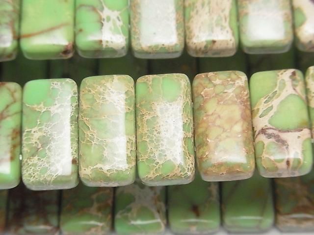 [Video] Green color Kaolinite 2-hole Rectangle 20x10x6mm 1strand (Bangle Bracelet)