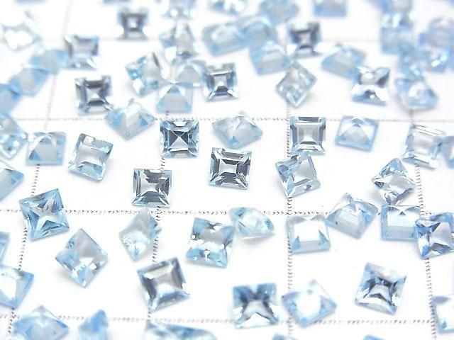 [Video]High Quality Sky Blue Topaz AAA Loose stone Square Faceted 3x3mm 10pcs