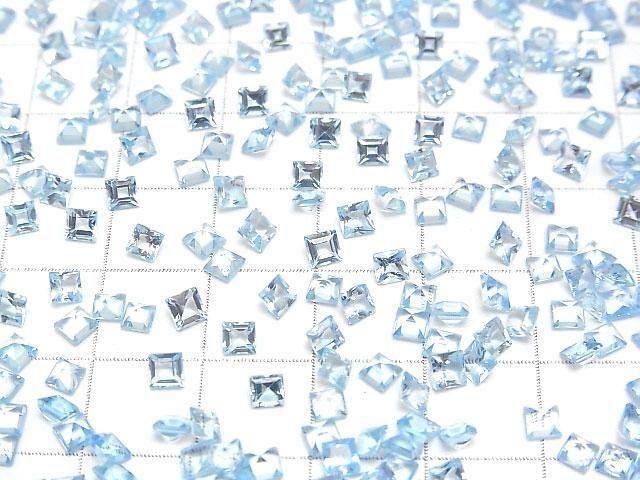 [Video]High Quality Sky Blue Topaz AAA Loose stone Square Faceted 3x3mm 10pcs