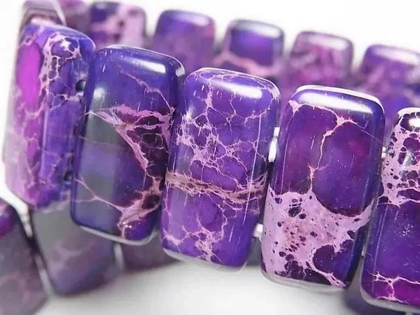 [Video] Purple color Kaolinite 2-hole Rectangle 20x10x6mm 1strand (Bangle Bracelet)