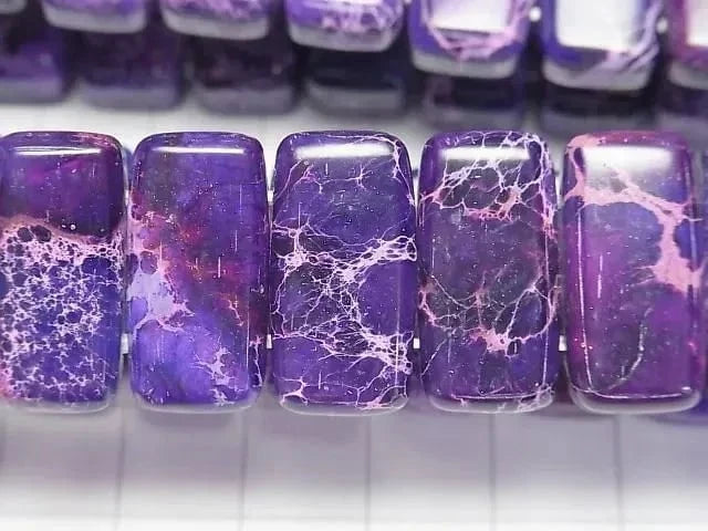 [Video] Purple color Kaolinite 2-hole Rectangle 20x10x6mm 1strand (Bangle Bracelet)