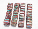 [Video] Red x Blue Kaolinite 2-hole Rectangle 20x10x6mm 1strand (Bangle Bracelet)