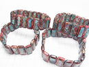 [Video] Red x Blue Kaolinite 2-hole Rectangle 20x10x6mm 1strand (Bangle Bracelet)