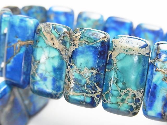 Blaue Kaolinit 2-Loch Rechteck 20x10x6mm 1 Strang Perlen (Armband)
