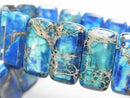 [Video] Blue color Kaolinite 2-hole Rectangle 20x10x6mm 1strand (Bangle Bracelet)