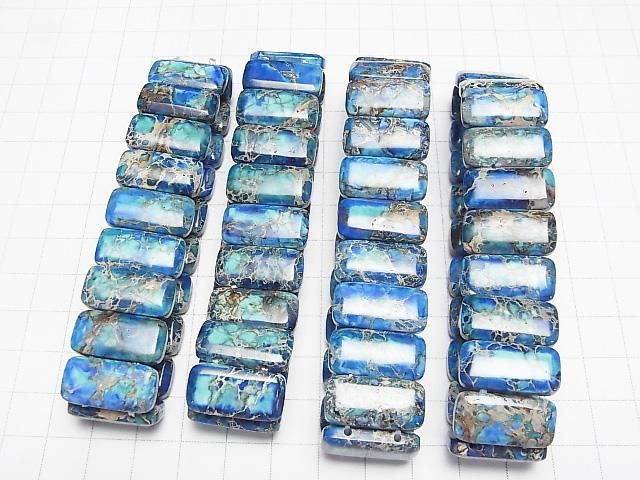 Blaue Kaolinit 2-Loch Rechteck 20x10x6mm 1 Strang Perlen (Armband)