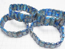 [Video] Blue color Kaolinite 2-hole Rectangle 20x10x6mm 1strand (Bangle Bracelet)