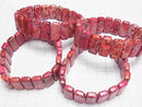 [Video] Red color Kaolinite 2-hole Rectangle 20x10x6mm 1strand (Bangle Bracelet)