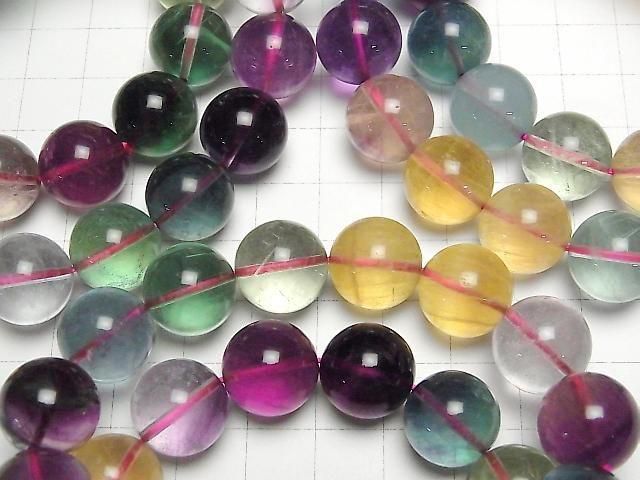 [Video] Multicolor Fluorite AAA Round 14mm Color Gradation Bracelet