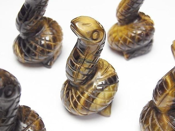 [Video] Yellow Tiger's Eye Snake Motif 49x28mm [Undrilled] 1pc
