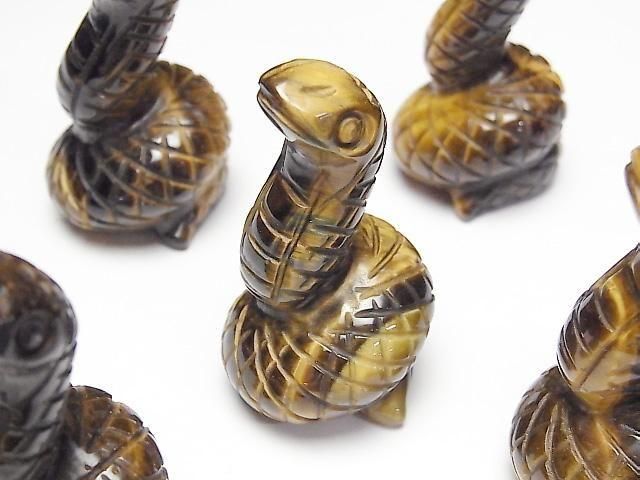 [Video] Yellow Tiger's Eye Snake Motif 49x28mm [Undrilled] 1pc