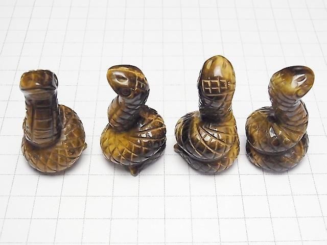[Video] Yellow Tiger's Eye Snake Motif 49x28mm [Undrilled] 1pc